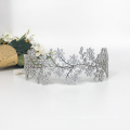 Meilleure vente de couronne de diadème en cristal de mariage de mariée en argent brillant de haute qualité